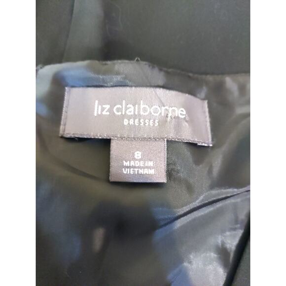 Liz Claiborne Women's Dress Size 8 Cap Sleeves Retro Fit And Flare Black White - Picture 4 of 8